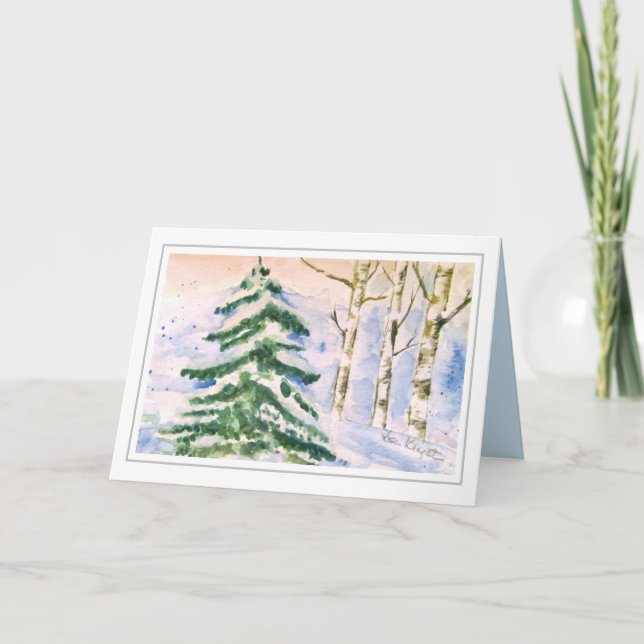 Vinterscenen Vit jul Helgkort (Framsida)