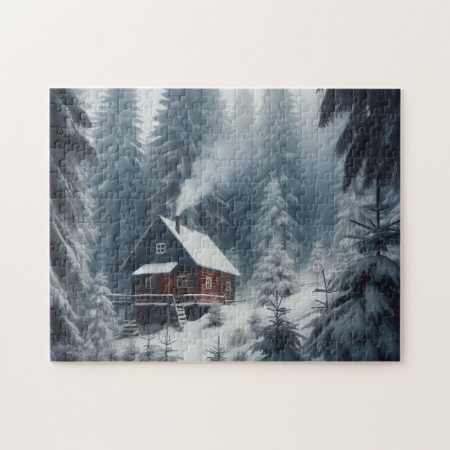 Vintersceneri med snö och tallar pussel (Horisontell)