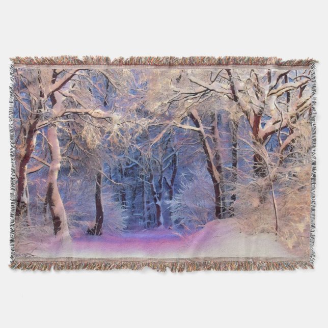 Vinterscenern med träd-vattenfärg med snodd filt (Framsidan)