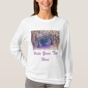 Vinterscenern med träd-vattenfärg med snodd t shirt