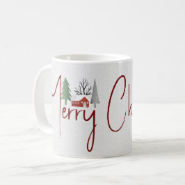 Vinterscenery, träd God jul typografi Kaffemugg