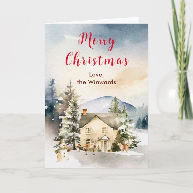 VinterSemesterstuga God Jul Helgkort (Framsida)