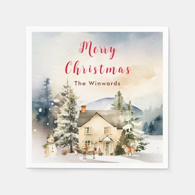 VinterSemesterstuga God Jul Pappersservett (Framsidan)
