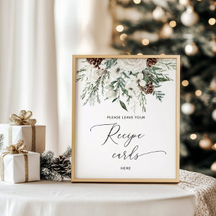 Vinterserverns elegant lämnar receptkortet här poster