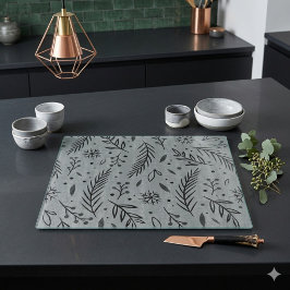 Vinterskärbräda i glas med botaniskt tryck – Grå