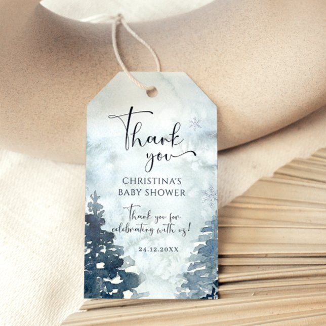 Vinterskog Baby Det är Kall utanför babyduschen Presentetikett (Skapare uppladdad)