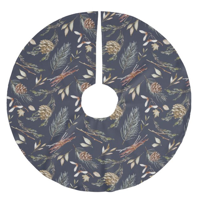 Vinterskog: Elegant Träd Skirt" Julgransmatta Borstad Polyester (Framsidan)