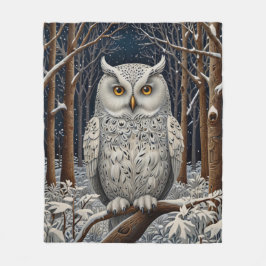 Vinterskog för elegant boho vit uggla fleecefilt