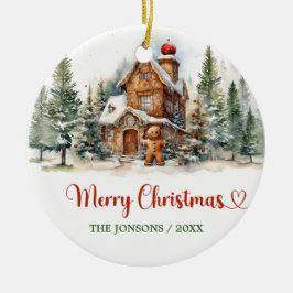 Vinterskog för gräddbrytande roligt julgransprydnad keramik