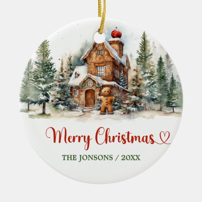 Vinterskog för gräddbrytande roligt julgransprydnad keramik (Framsidan)