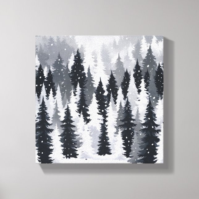 Vinterskog med stor chans: Serene Snowscape Canvas (Framsida)