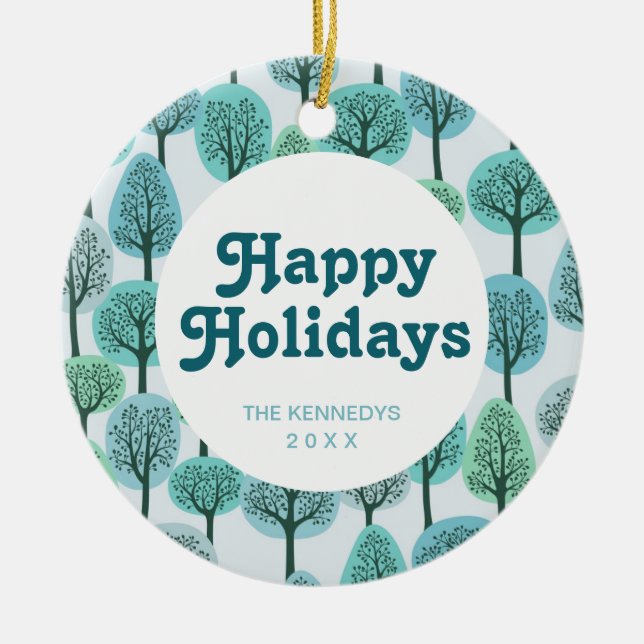 Vinterskog Mönster Julgransprydnad Keramik (Framsidan)