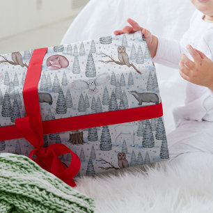 Vinterskogar Animals God jul Mönster Presentpapper