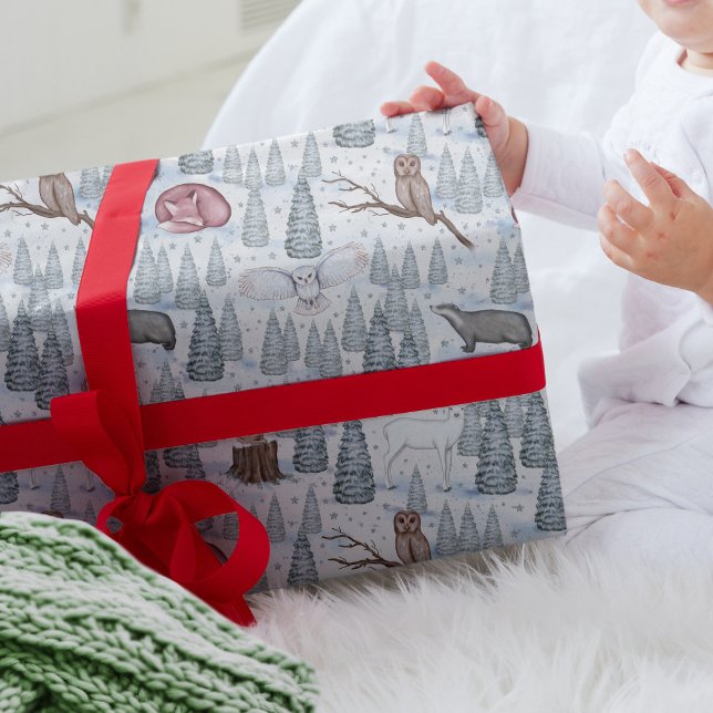 Vinterskogar Animals God jul Mönster Presentpapper (Skapare uppladdad)