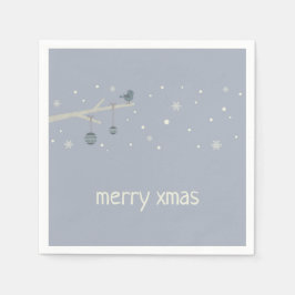 Vinterskogar, helgdagar, julafton boll (blåa teckn pappersservett