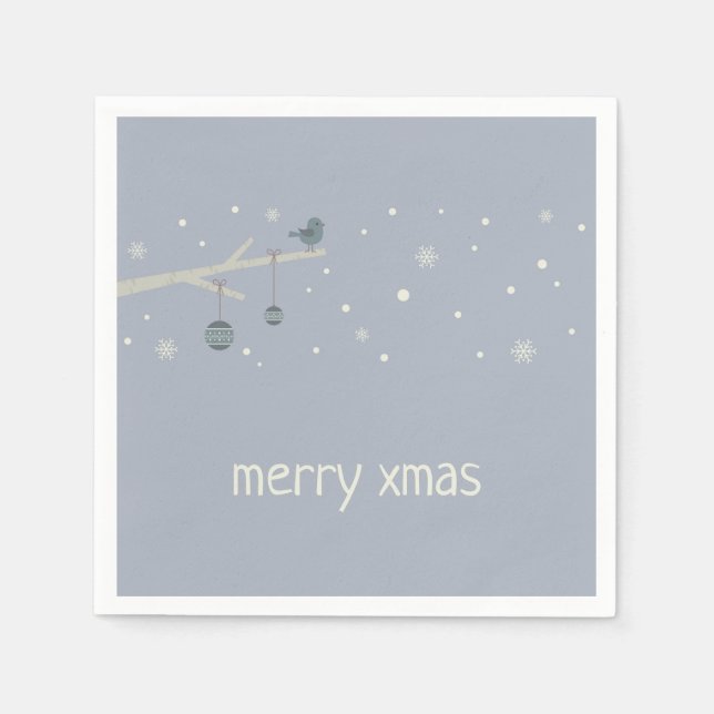 Vinterskogar, helgdagar, julafton boll (blåa teckn pappersservett (Framsidan)