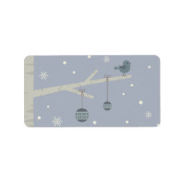 Vinterskogar, helgdagar, julafton träd (blåa teckn adressetikett