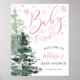 Vinterskogar Rosa Det är Kall utanför babyskabinor Poster