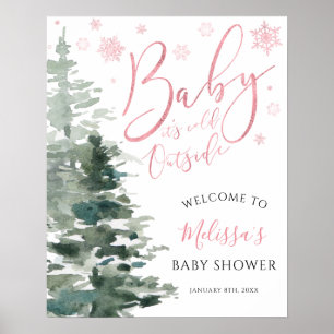 Vinterskogar Rosa Det är Kall utanför babyskabinor Poster