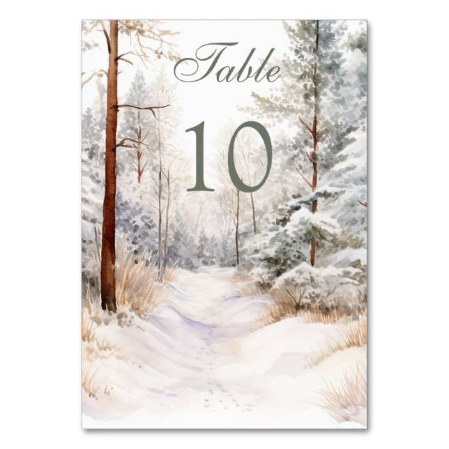 Vinterskogen Bröllop Bordsnummer (Framsidan)