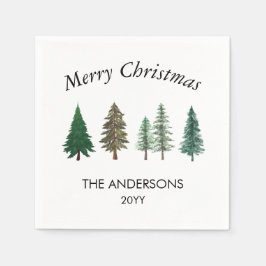 Vinterskogen Elegant Gräs Träd jul jul Pappersservett