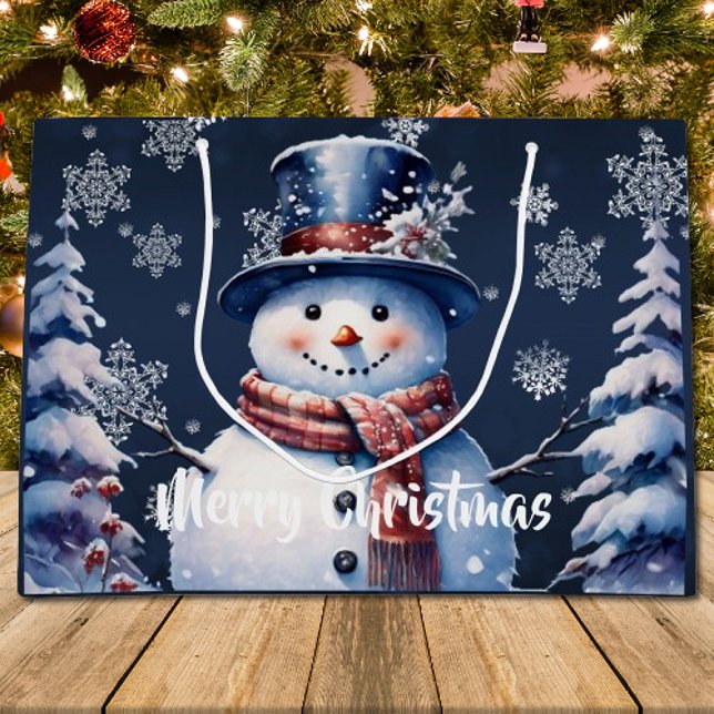 Vinterskogen Snögubbe jul (Winter Forest Snowman Christmas Large Gift Bag)