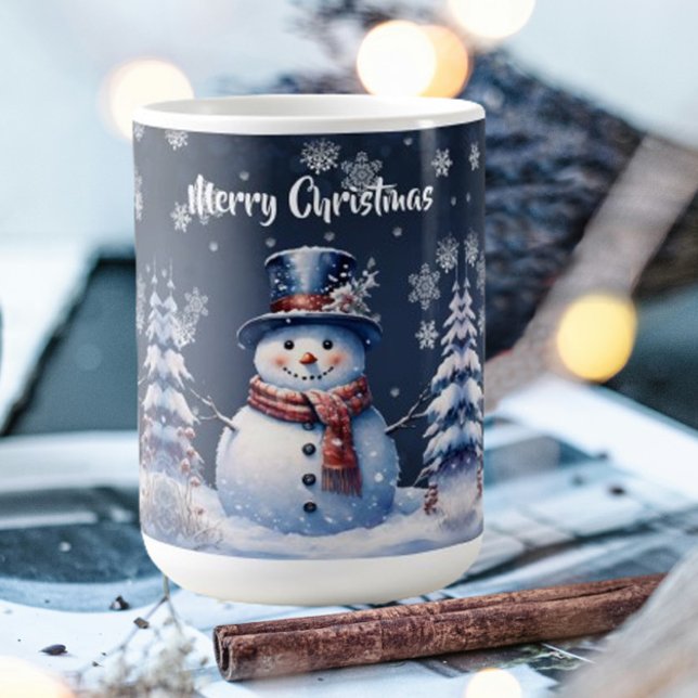 Vinterskogen Snögubbe jul Kaffemugg (Winter Forest Snowman Christmas Mug)