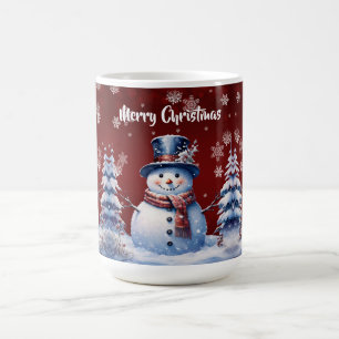 Vinterskogen Snögubbe jul Röd Kaffemugg