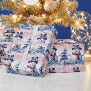 Vinterskogen Snögubbe jul Rosa Presentpapper