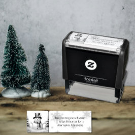 Vinterskogen Snögubbe jul Självfärgande Stämpel