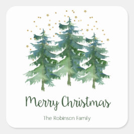 Vinterskogjul Fyrkantigt Klistermärke