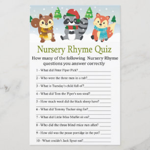 Vinterskogsdjur Nursery Rhyme Quiz-vilt