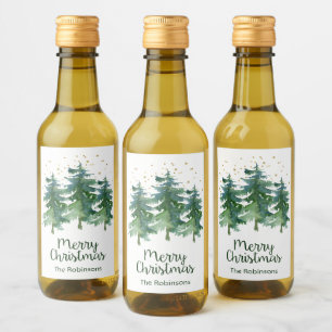 Vinterskogsetikett God jul Vin Vinetikett