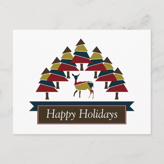 Vinterskogskort Glad helg Helgdag Hjort (Framsida)