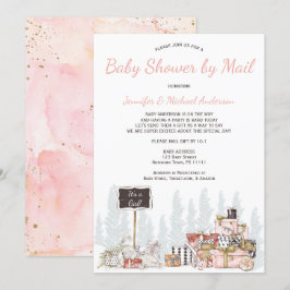 Vinterskogsland Rosa Bunny Baby Shower by Mail Inbjudningar