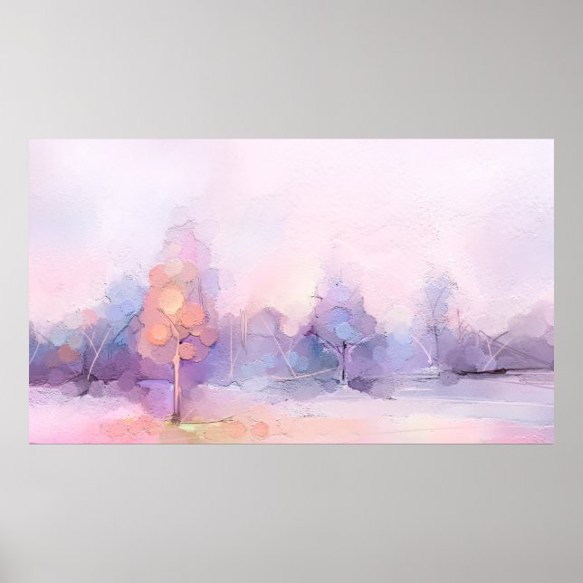 Vinterskogslandskap i abstraktens oljemålning. Sem Poster (Framsidan)