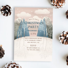 Vinterskogslandskap. Juljulfest Inbjudningar