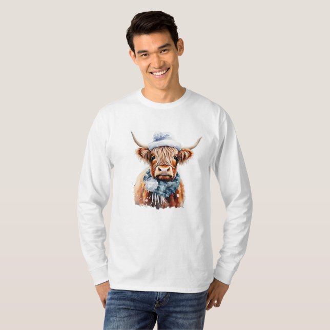 Vinterskotsk ko T-skjorta T Shirt (Hel framsida)