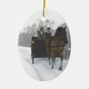 VinterSleighritt Julgransprydnad Keramik