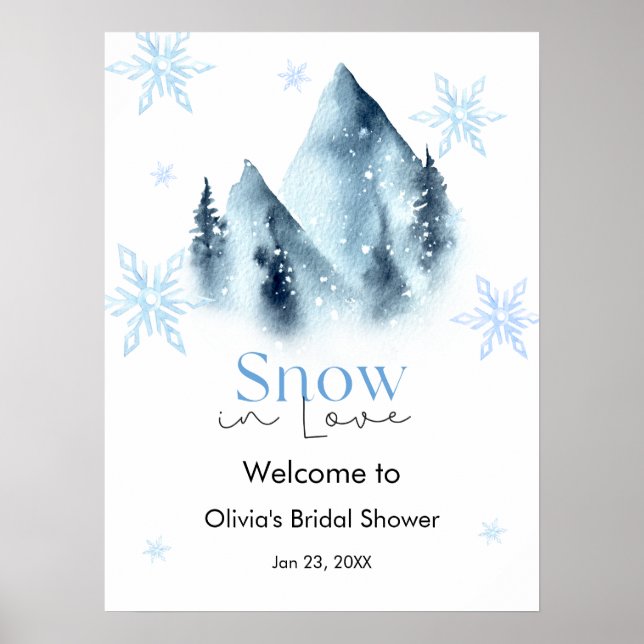 Vintersnö i kärlek Snöflingor Bröllopsdusch  Poster (Framsidan)
