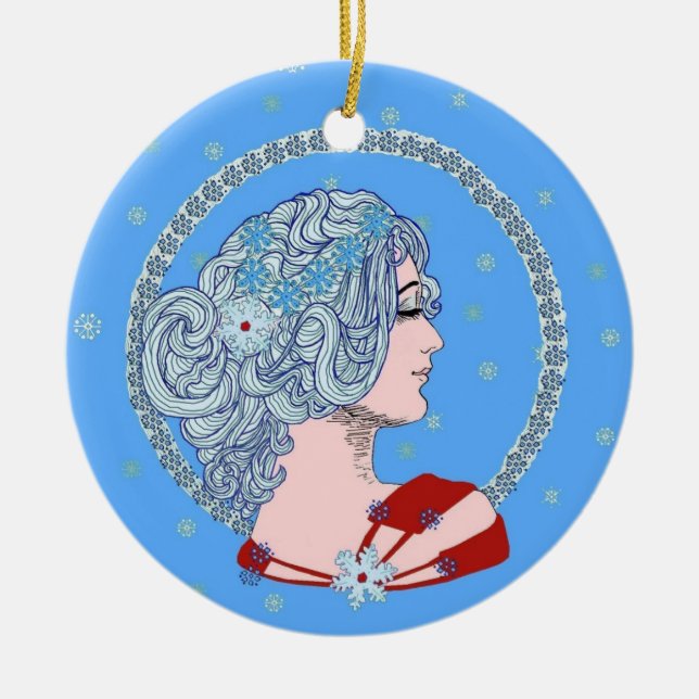 Vintersnö Julgransprydnad Keramik (Framsidan)