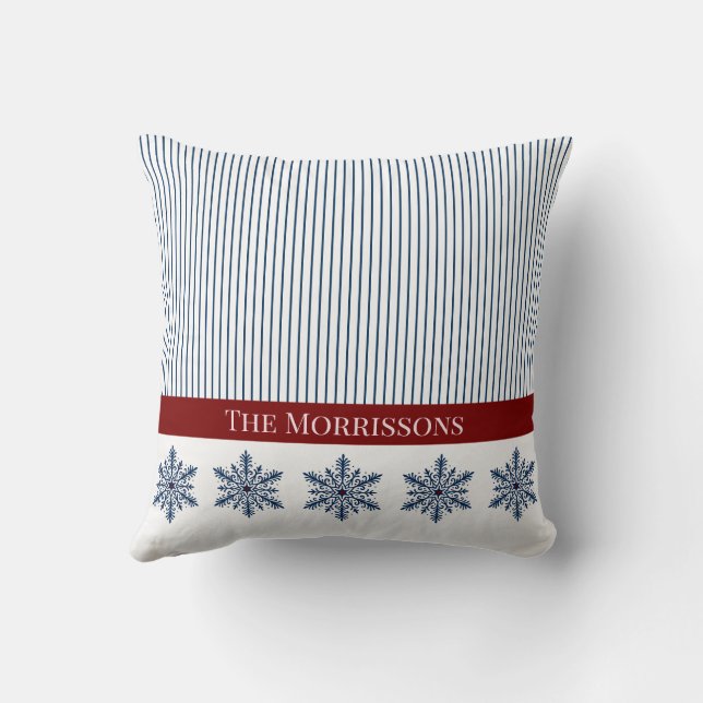 Vintersnöflingdekoration med Rand och röd dekorati Kudde (Baksida)
