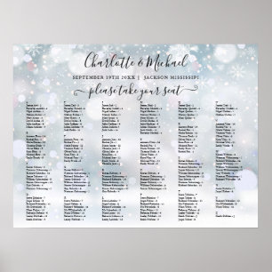 Vintersnöflingor 200 namn Bröllopsplatskarta Poster