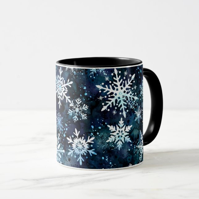 Vintersnöflingor Djupblå Magisk Natt Mugg (Framsida höger)