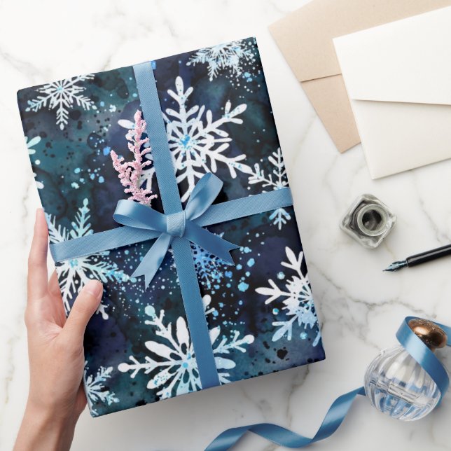 Vintersnöflingor Djupblå Magisk Natt Presentpapper (Gifting)