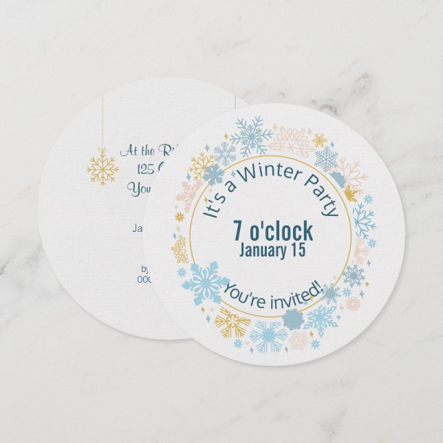 vintersnöflingor i party inbjudningar (Fram/baksida)