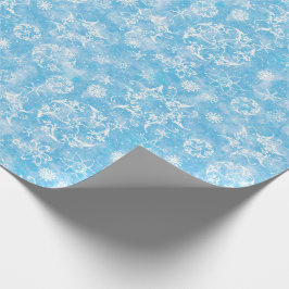 Vintersnöflingor på Light - blått Presentpapper