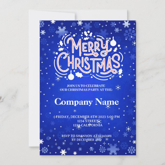 vintersnöflingor, vit God jul party Inbjudningar (Framsida)