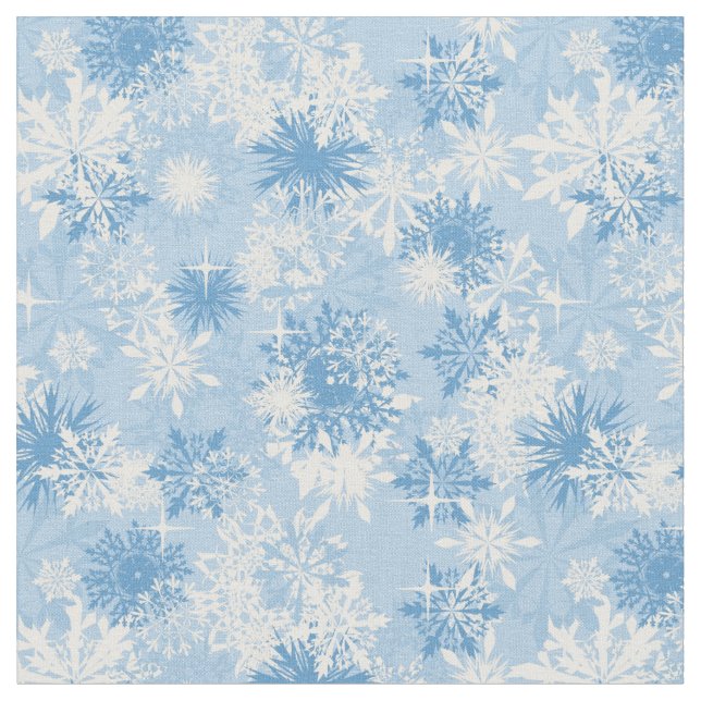 Vintersnöflingormönster på blått tyg (Närbild)