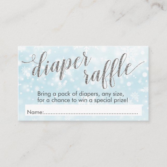 Vintersnöflummel Blue Baby Shower Raffle Tilläggskort (Framsida)